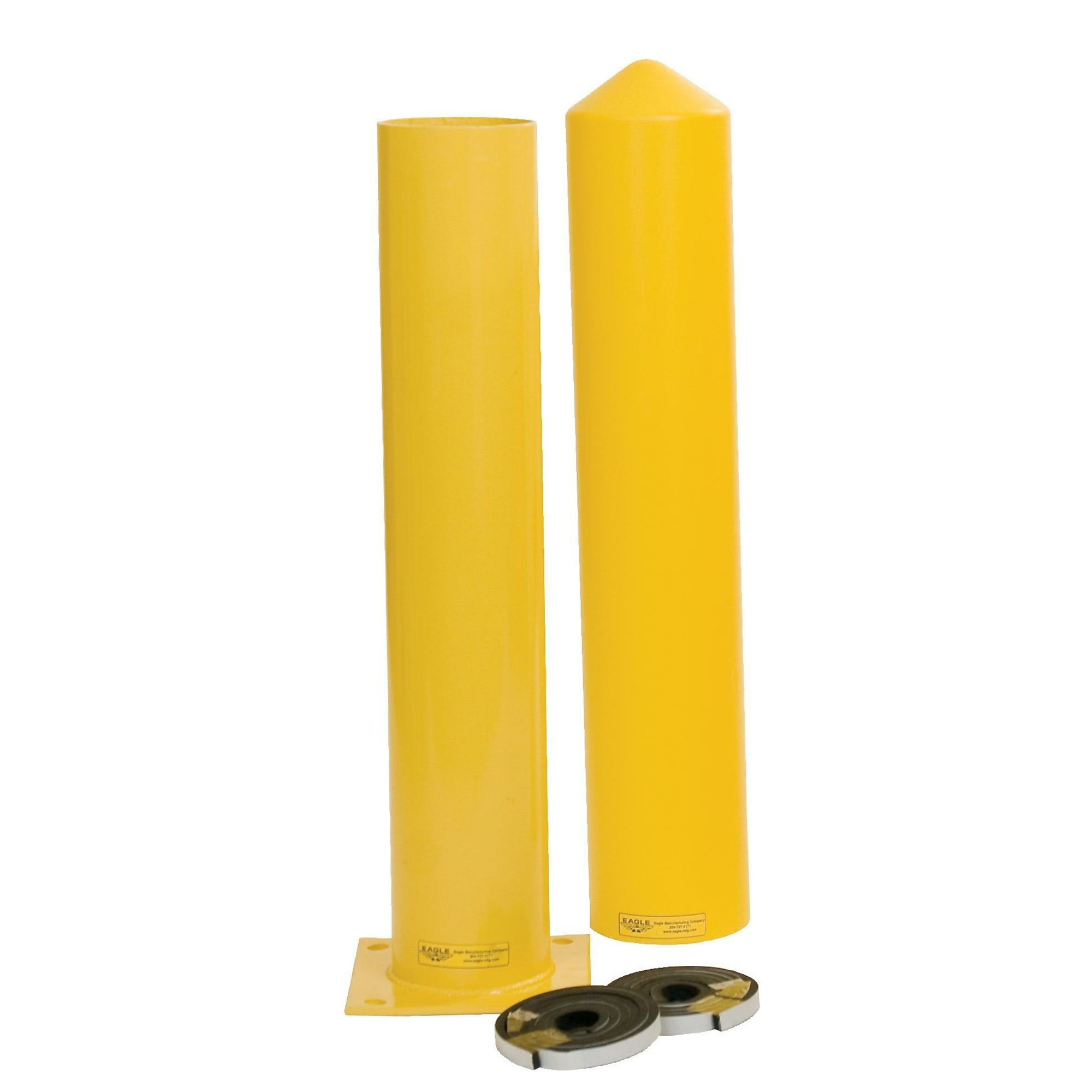 Eagle Steel Bollard Post and Poly Sleeve Combo — 36in. Height, 6in. Bollard, 7in. Sleeve, Yellow, Model# 1763PS